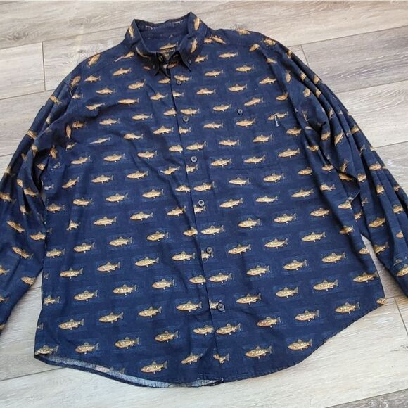 Woolrich Spotted Trout Fish Pocket Long Sleeve Button Down Shirt Men XL - Picture 12 of 12